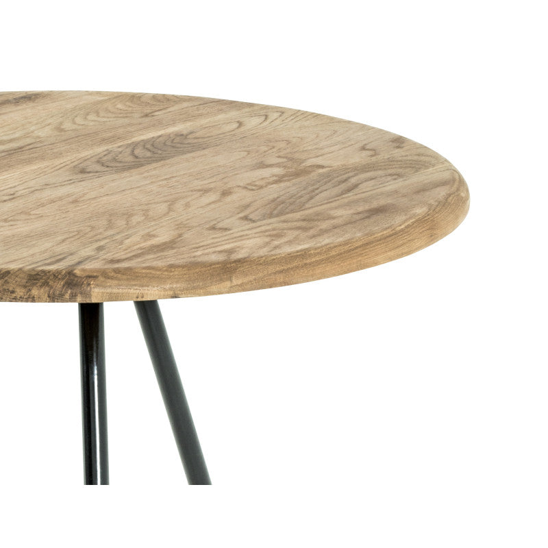 BORA - Table basse avec pieds en métal noir et plateau en chêne massif 50 cm - Bois