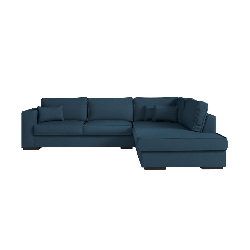 BALAGA - Canapé d'angle XXL 4 places en tissu - Bleu pétrole