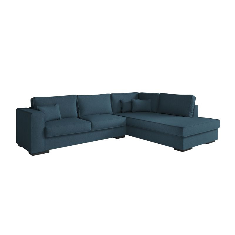 BALAGA - Canapé d'angle XXL 4 places en tissu - Bleu pétrole