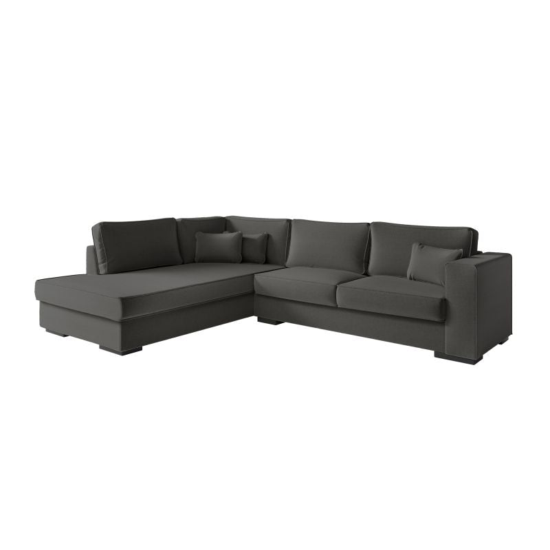 BALAGA - Canapé d'angle XXL 4 places en tissu - Gris foncé - Angle gauche (vue de face)