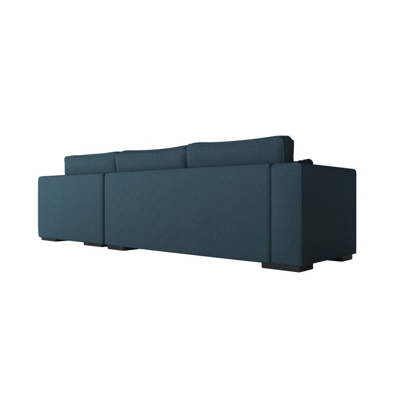 BALAGA - Canapé d'angle XXL 4 places en tissu - Bleu pétrole
