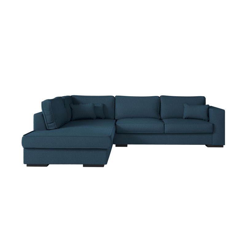 BALAGA - Canapé d'angle XXL 4 places en tissu - Bleu pétrole