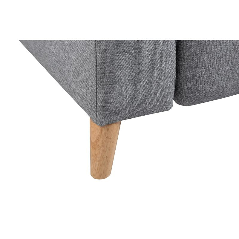 BERKAM - Canapé de relaxation électrique scandinave 3 places en tissu et pieds bois hêtre - Gris