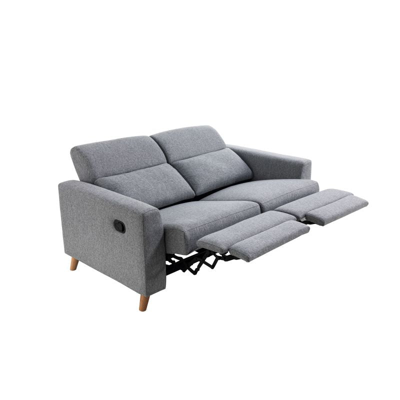 BERKAM - Canapé de relaxation scandinave 2,5 places en tissu et pieds bois hêtre - Gris