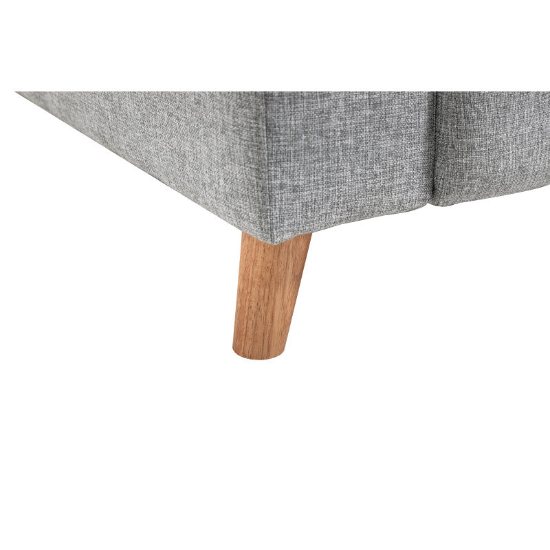 BERKAM - Canapé de relaxation manuel scandinave 3 places en tissu et pieds bois hêtre - Gris