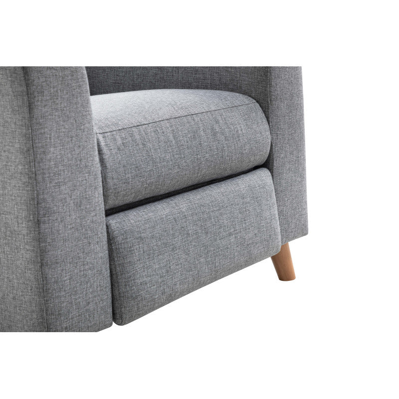 BERKAM - Fauteuil de relaxation scandinave en tissu et pieds bois hêtre - Gris