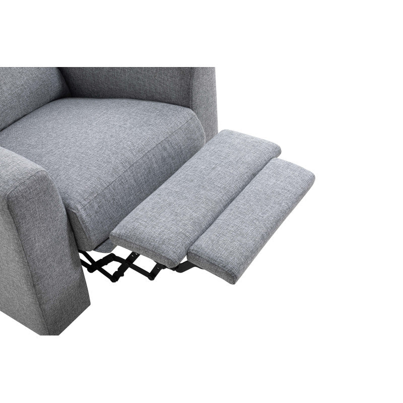 BERKAM - Fauteuil de relaxation scandinave en tissu et pieds bois hêtre - Gris