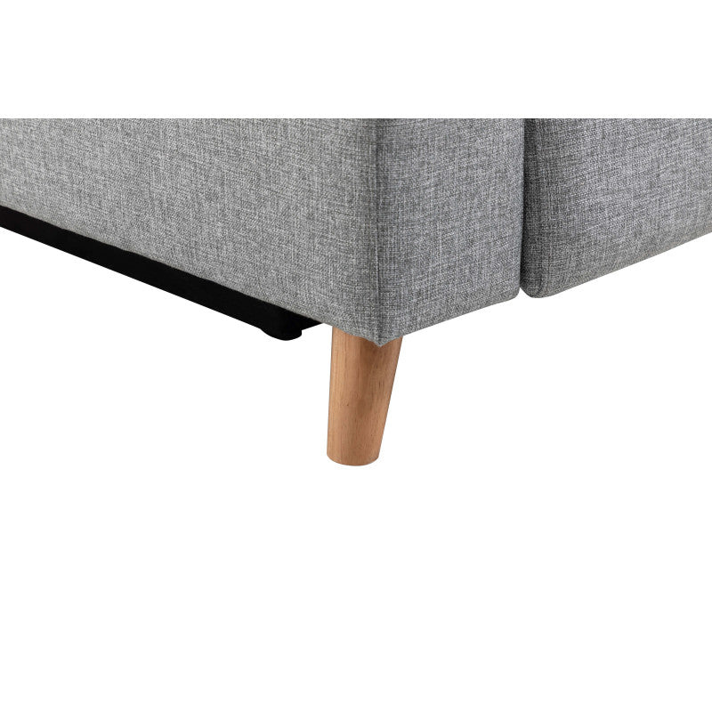 BERKAM - Fauteuil de relaxation scandinave en tissu et pieds bois hêtre - Gris