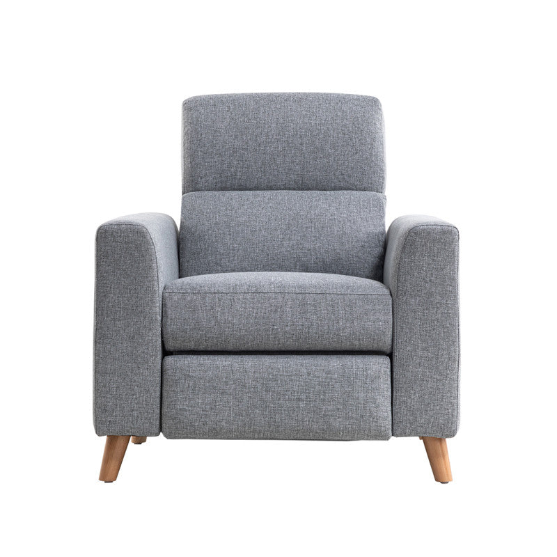 BERKAM - Fauteuil de relaxation scandinave en tissu et pieds bois hêtre - Gris