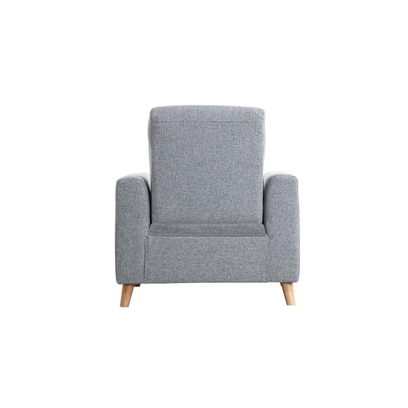 BERKAM - Fauteuil de relaxation scandinave en tissu et pieds bois hêtre - Gris