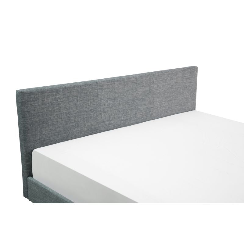 LYNOR - Cadre de lit style scandinave en tissu avec pieds bois - Gris foncé - 160x200 cm