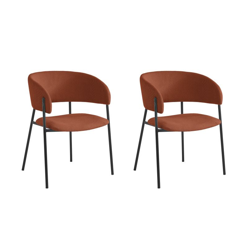 OMIA - Lot de 2 chaises en velours côtelé - Terracotta