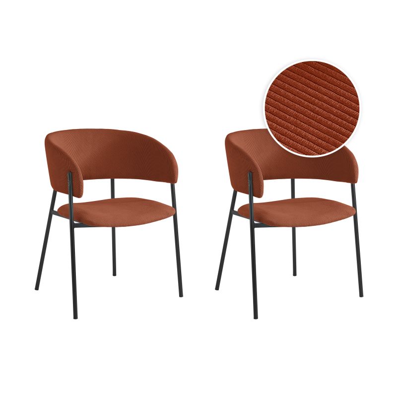 OMIA - Lot de 2 chaises en velours côtelé - Terracotta