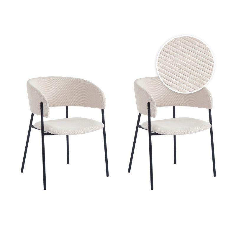 OMIA - Lot de 2 chaises en velours côtelé - Beige