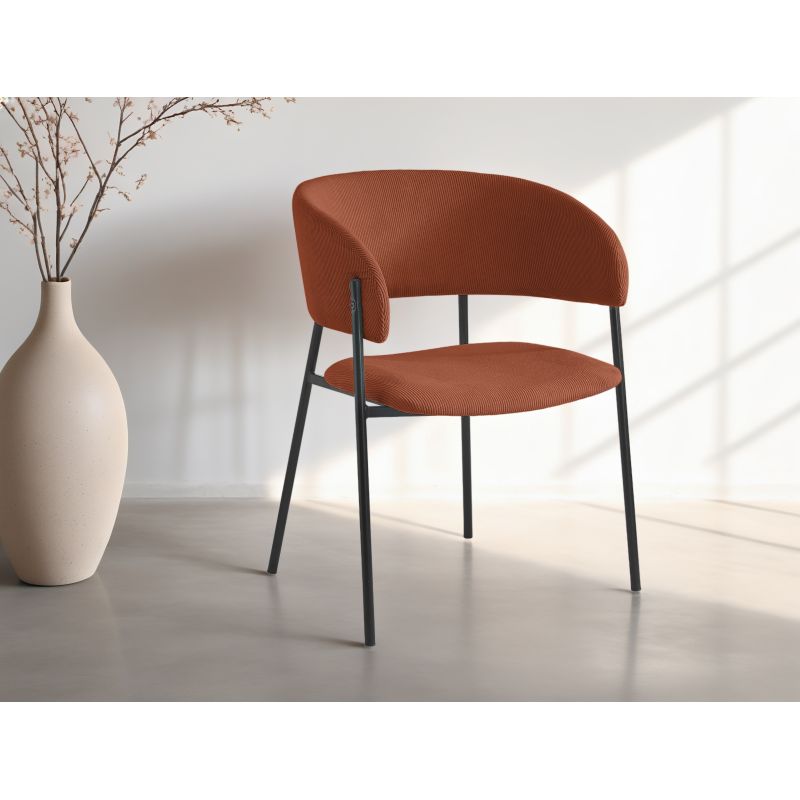 OMIA - Lot de 2 chaises en velours côtelé - Terracotta