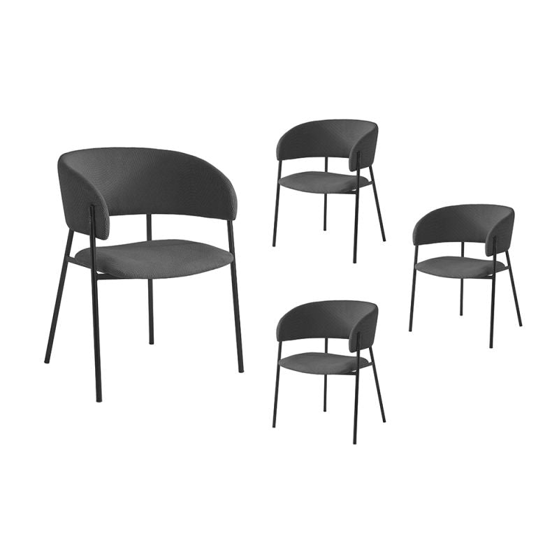 OMIA - Lot de 4 chaises en velours côtelé - Gris foncé