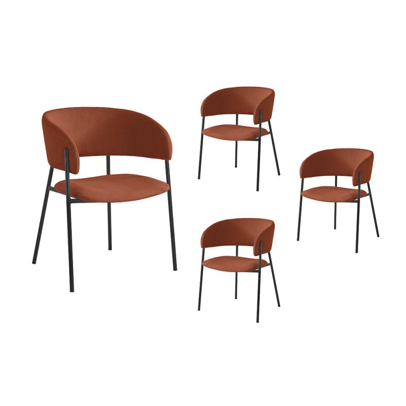 OMIA - Lot de 4 chaises en velours côtelé - Terracotta