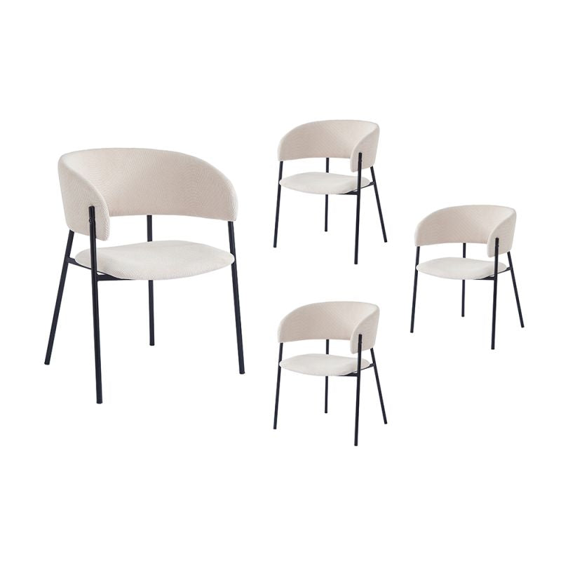 OMIA - Lot de 4 chaises en velours côtelé - Beige