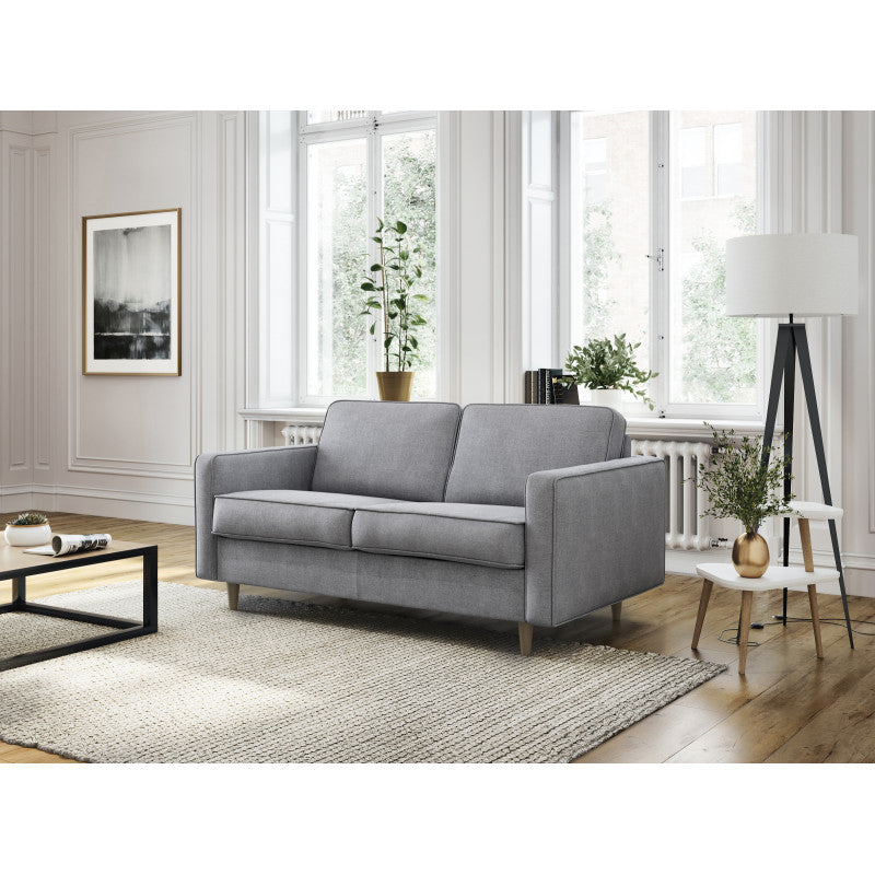 BOLI - Canapé convertible système couchage express 3 places scandinave en tissu - Gris clair