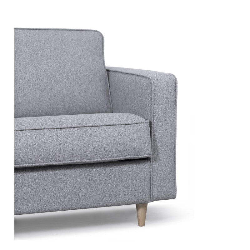 BOLI - Canapé convertible système couchage express 3 places scandinave en tissu - Gris clair