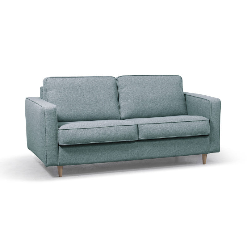 BOLI - Canapé convertible système couchage express 3 places scandinave en tissu - Bleu