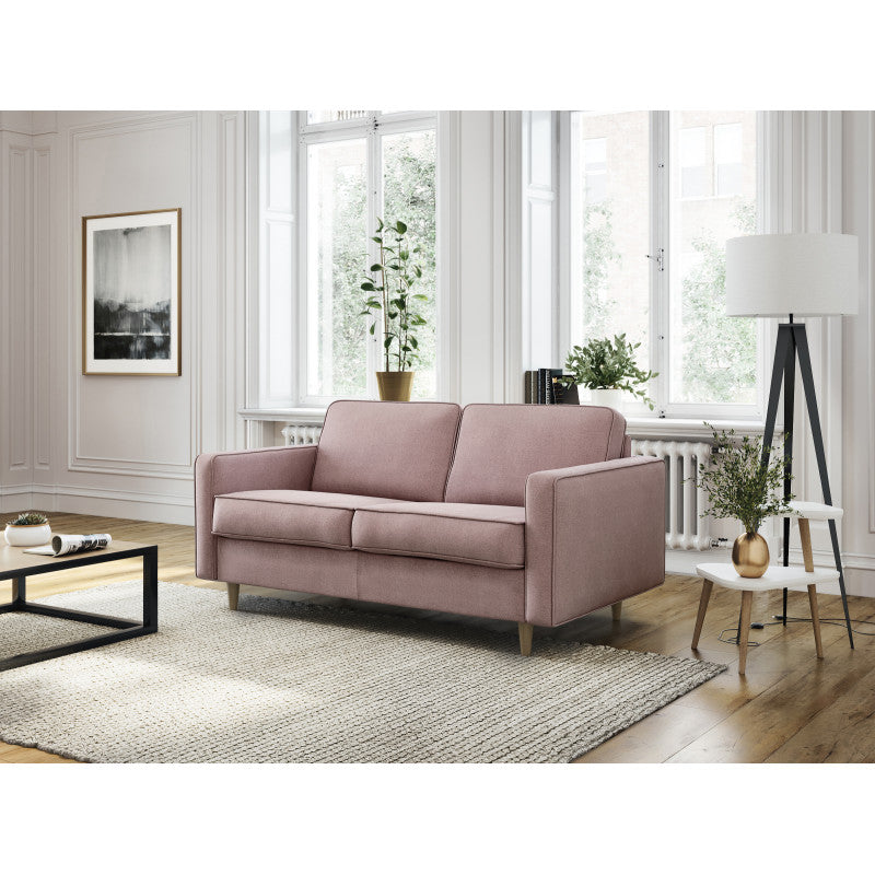 BOLI - Canapé convertible système couchage express 3 places scandinave en tissu - Rose