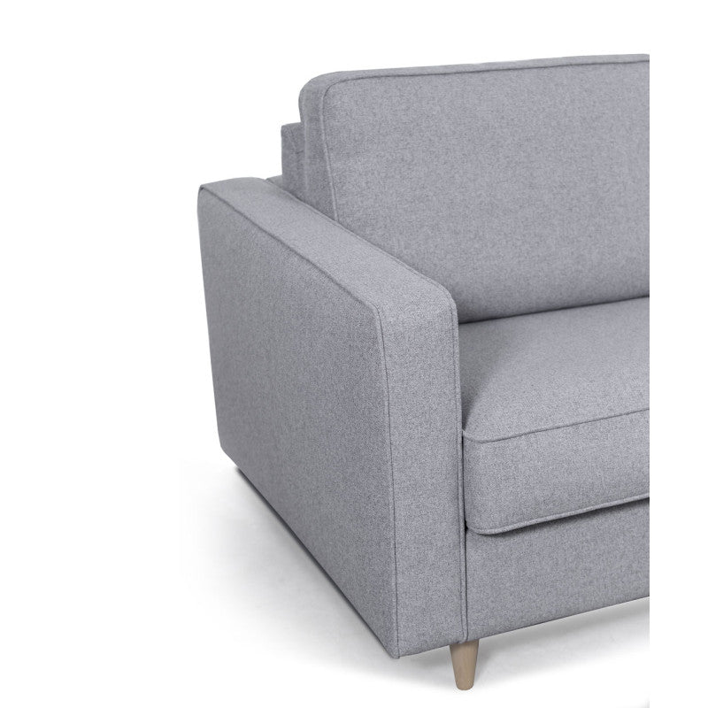 BOLI - Canapé convertible système couchage express 3 places scandinave en tissu - Gris clair