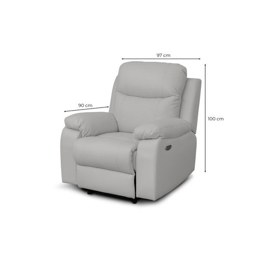 TONA - Fauteuil de relaxation électrique en tissu imitation cuir - Gris clair