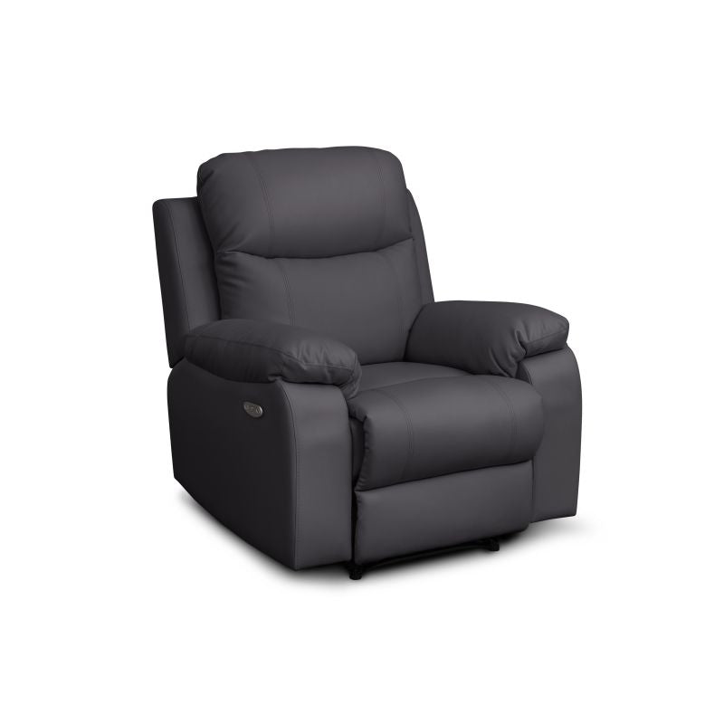 TONA - Fauteuil de relaxation électrique en tissu imitation cuir - Gris foncé