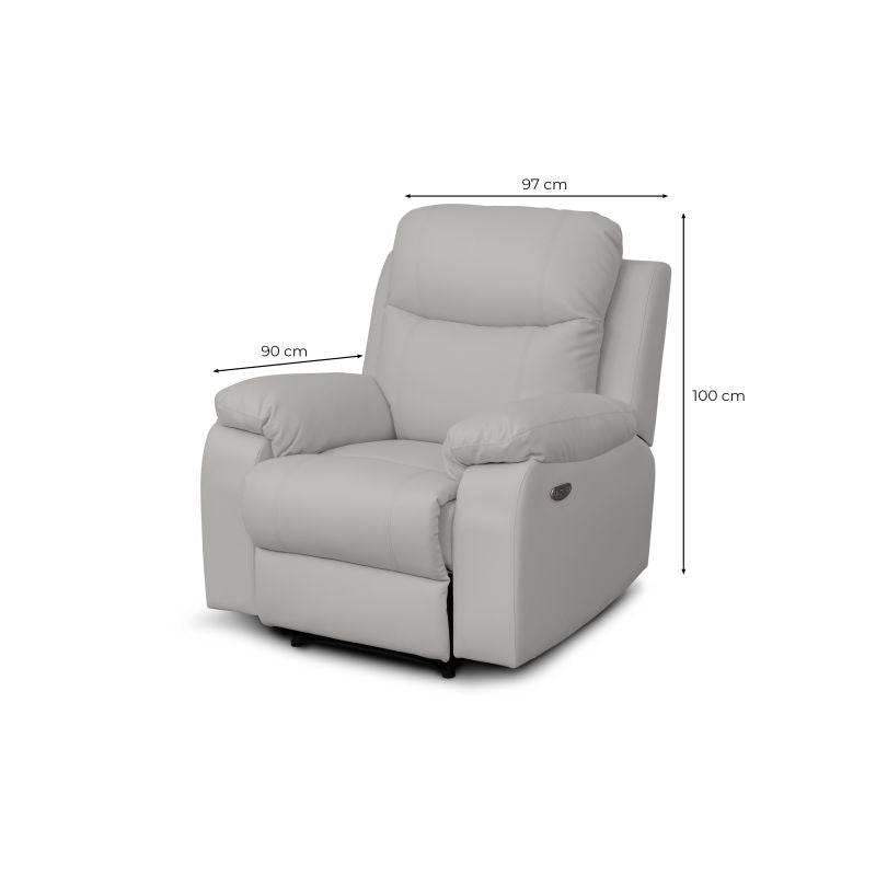 TONA - Fauteuil de relaxation électrique en tissu imitation cuir - Gris foncé