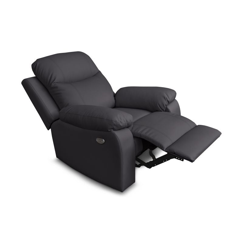 TONA - Fauteuil de relaxation électrique en tissu imitation cuir - Gris foncé