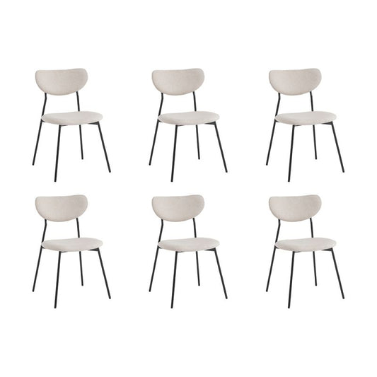 CARTER - Lot de 6 chaises en tissu avec pieds noirs - Beige