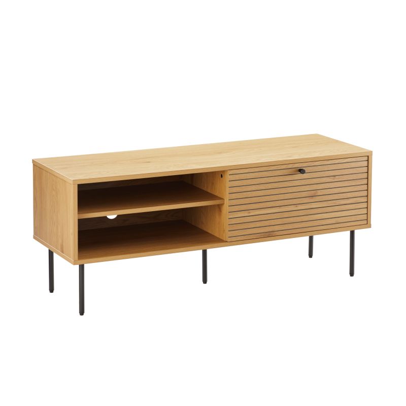 CARTER - Meuble TV 120cm en bois et pieds noirs - Bois