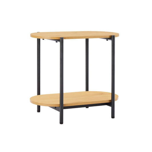 CARTER - Table d'appoint avec finition chêne et pieds métal noirs - Bois