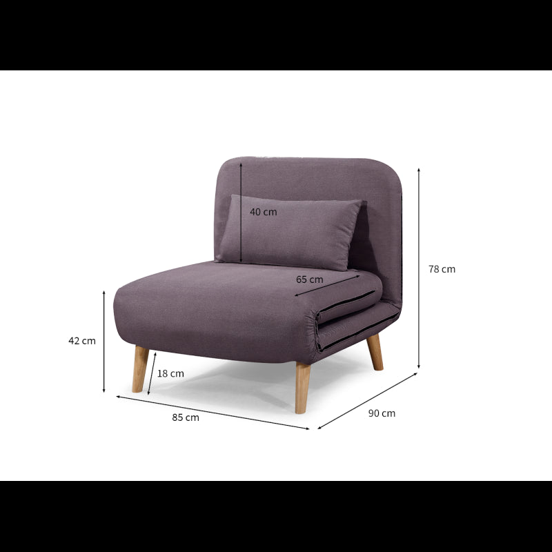 BZ - Banquette scandinave 1 place convertible - Aubergine