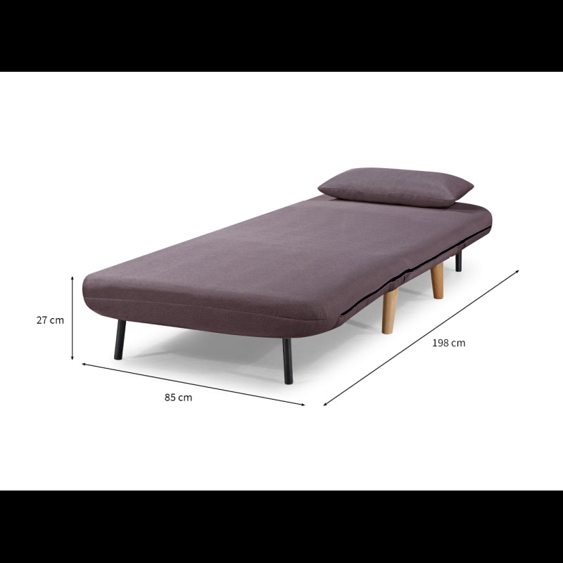 BZ - Banquette scandinave 1 place convertible - Aubergine