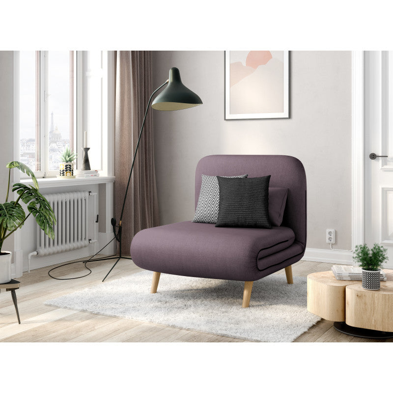 BZ - Banquette scandinave 1 place convertible - Aubergine