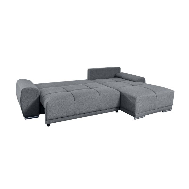 BRIO - Canapé d'angle convertible avec coffre en tissu - Gris - Angle droit (vue de face)