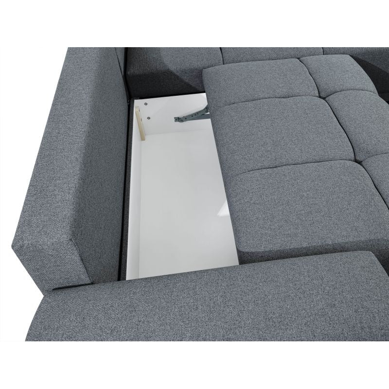 BRIO - Canapé d'angle convertible avec coffre en tissu - Gris - Angle droit (vue de face)