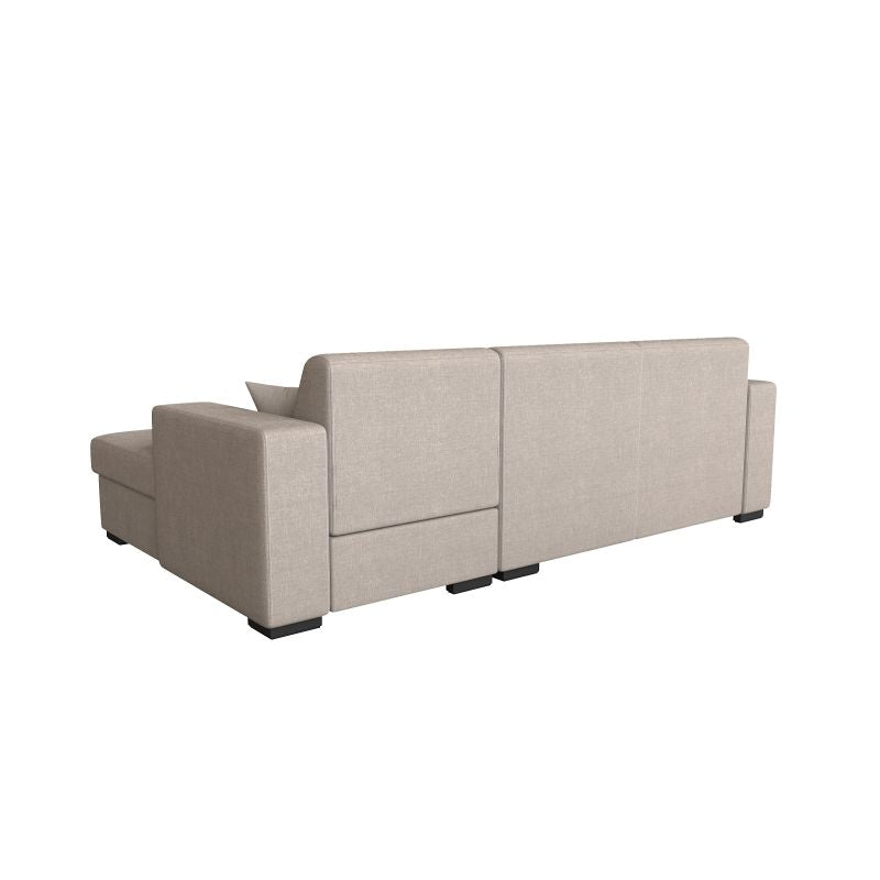 MARINA - Canapé d'angle convertible avec coffre en tissu - Beige - Angle droit (vue de face)