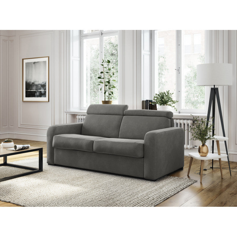 CAROLE - Canapé convertible système couchage express 3 places en tissu - Gris foncé