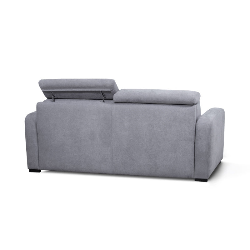 CAROLE - Canapé convertible système couchage express 3 places en tissu - Gris clair