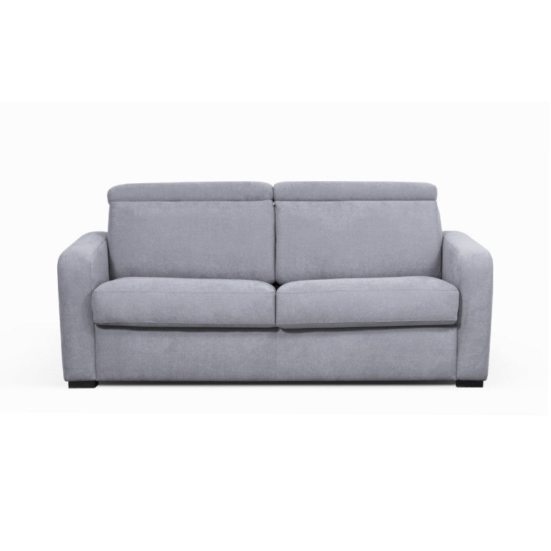 CAROLE - Canapé convertible système couchage express 3 places en tissu - Gris clair