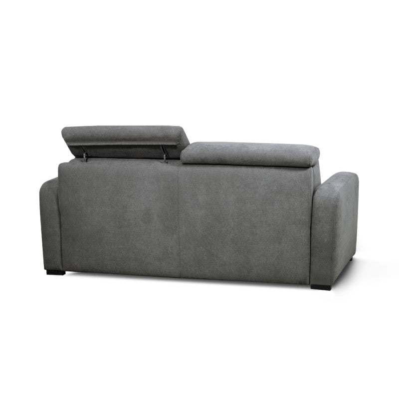 CAROLE - Canapé convertible système couchage express 3 places en tissu - Gris foncé