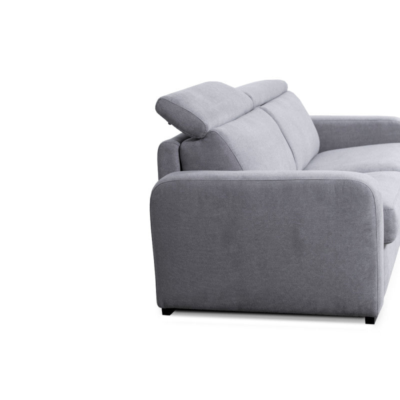 CAROLE - Canapé convertible système couchage express 3 places en tissu - Gris clair