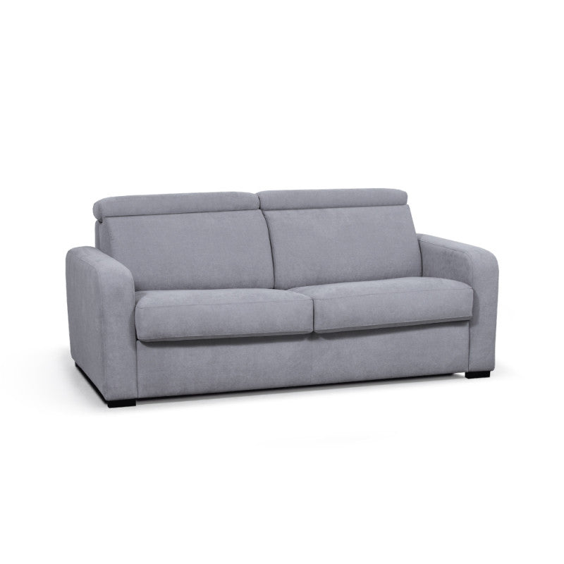 CAROLE - Canapé convertible système couchage express 3 places en tissu - Gris clair