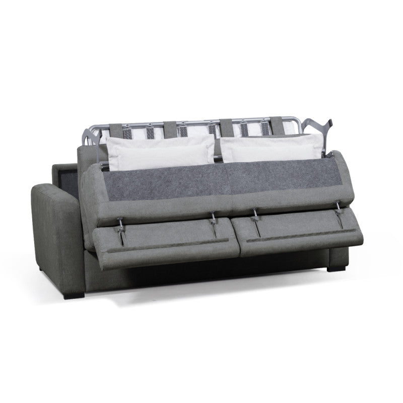 CAROLE - Canapé convertible système couchage express 3 places en tissu - Gris foncé