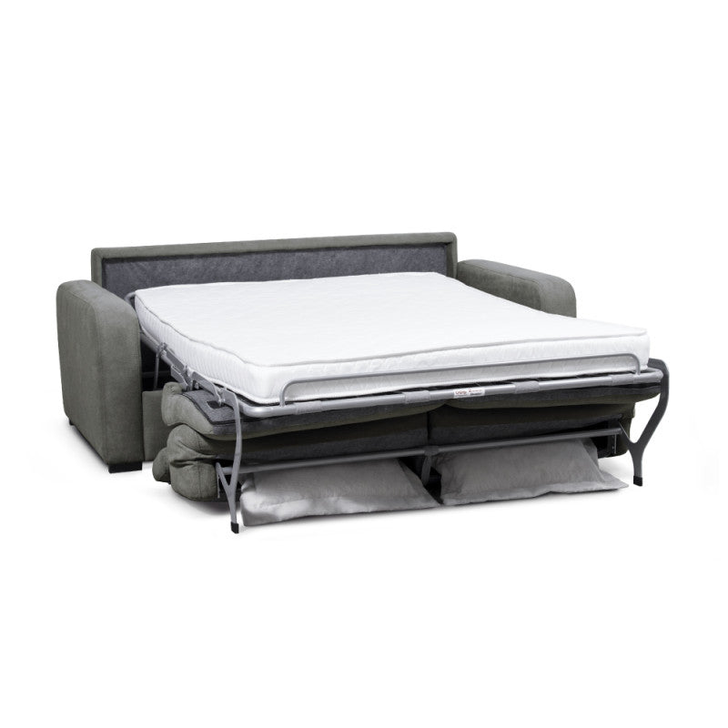 CAROLE - Canapé convertible système couchage express 3 places en tissu - Gris foncé