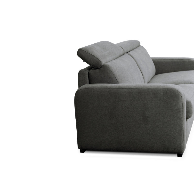 CAROLE - Canapé convertible système couchage express 3 places en tissu - Gris foncé