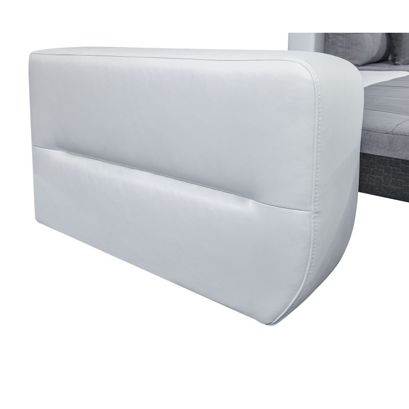 SELENE - Canapé d'angle convertible 4 places en simili et microfibre - Gris/blanc - Angle droit (vue de face)